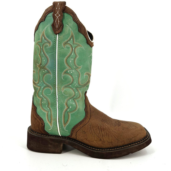 Justin Boots Shoes - Justin Womens Raya Cowboy Boots 8B Leather Square Toe Cowgirl Rodeo Western Boho